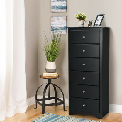 Cómoda de 6 cajones, mueble de almacenamiento de ropa para dormitorio - Negro