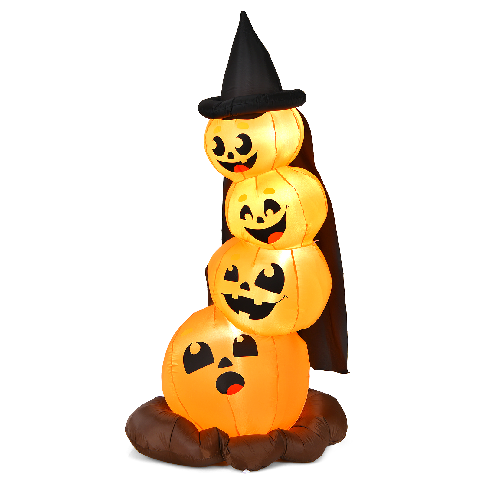 7 ft Halloween inflatable pumpkin stack with witch hat, 4 pumpkins tall, LED lights DirectDeals on Tampa Home & Garden Store