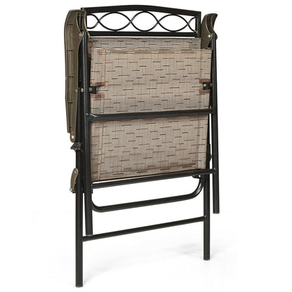 Juego de 2 sillas plegables de patio, sillas portátiles de comedor con reposabrazos tipo cabestrillo