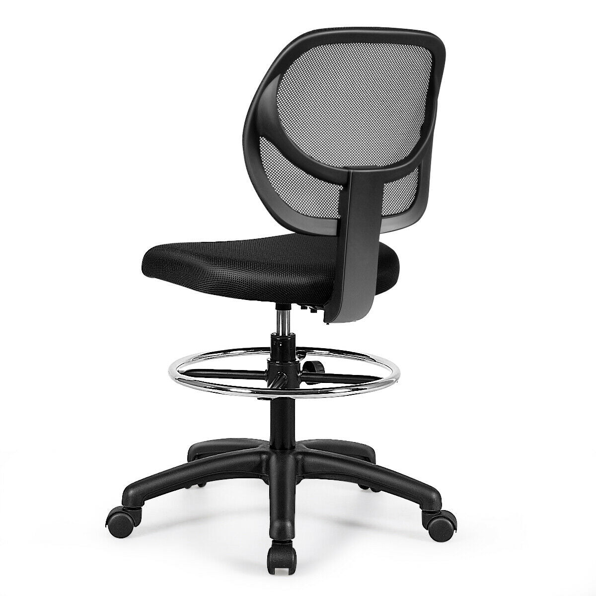 Silla de oficina de dibujo con respaldo medio de malla y altura ajustable