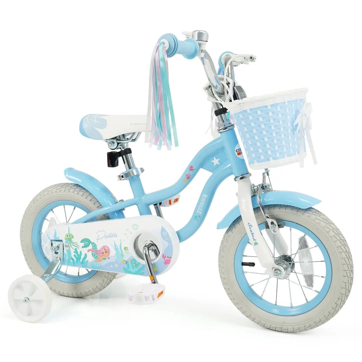 Kids Mermaid Bike 12 to 20 Training Wheels Basket
