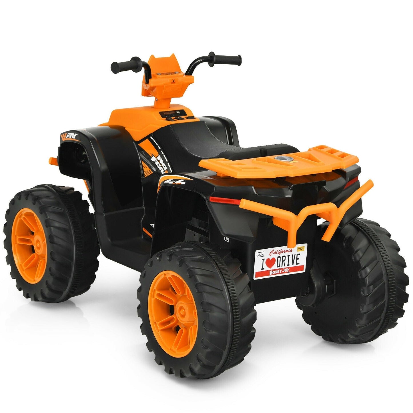 12V Kids Ride on ATV with LED Lights and Treaded Tires and LED lights-Black