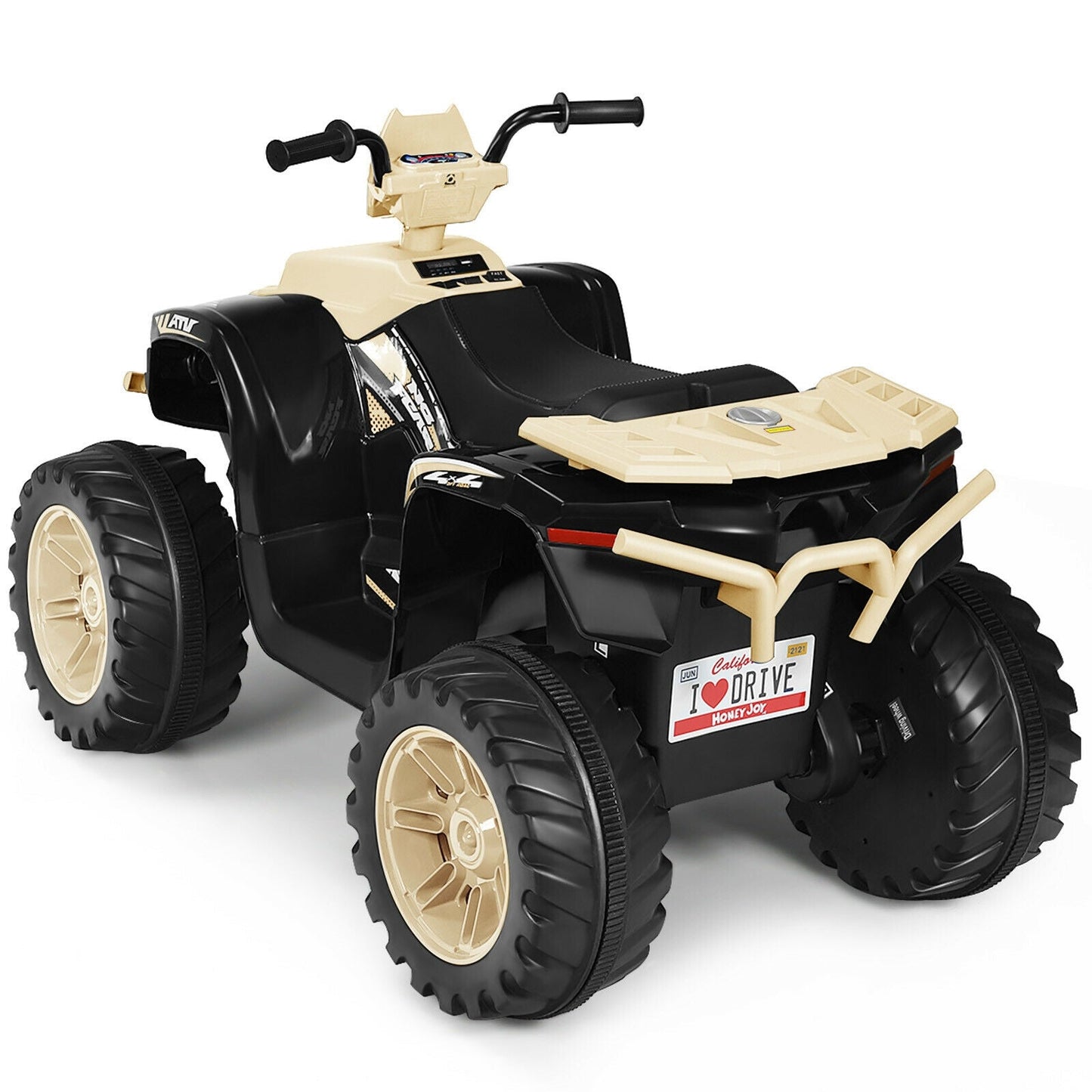 12V Kids Ride on ATV with LED Lights and Treaded Tires and LED lights-Black