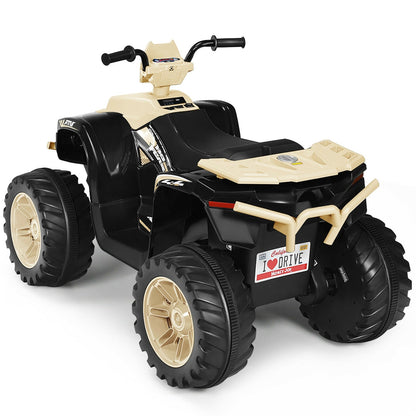 12V Kids Ride on ATV with LED Lights and Treaded Tires and LED lights-Black
