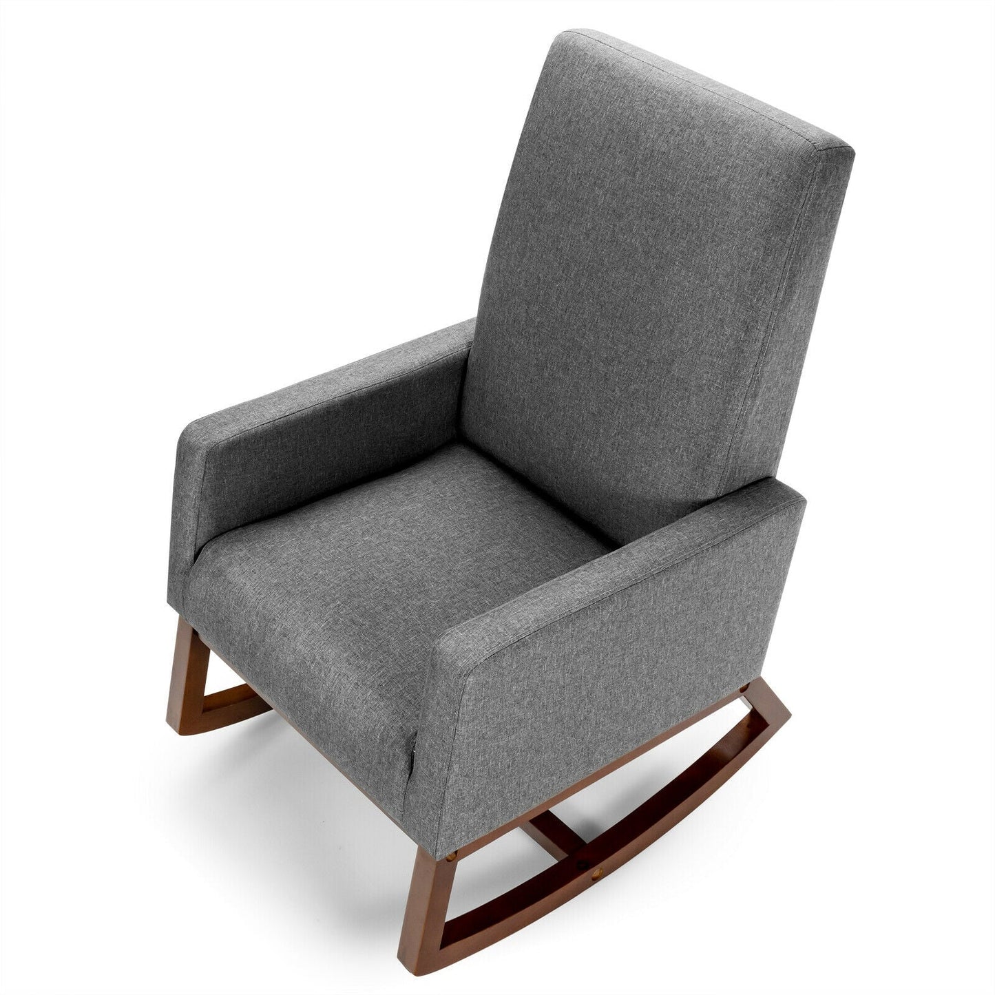 Mecedora reclinable de respaldo alto tapizada con bolsillo lateral - Gris