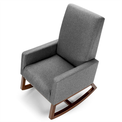 Mecedora reclinable de respaldo alto tapizada con bolsillo lateral - Gris