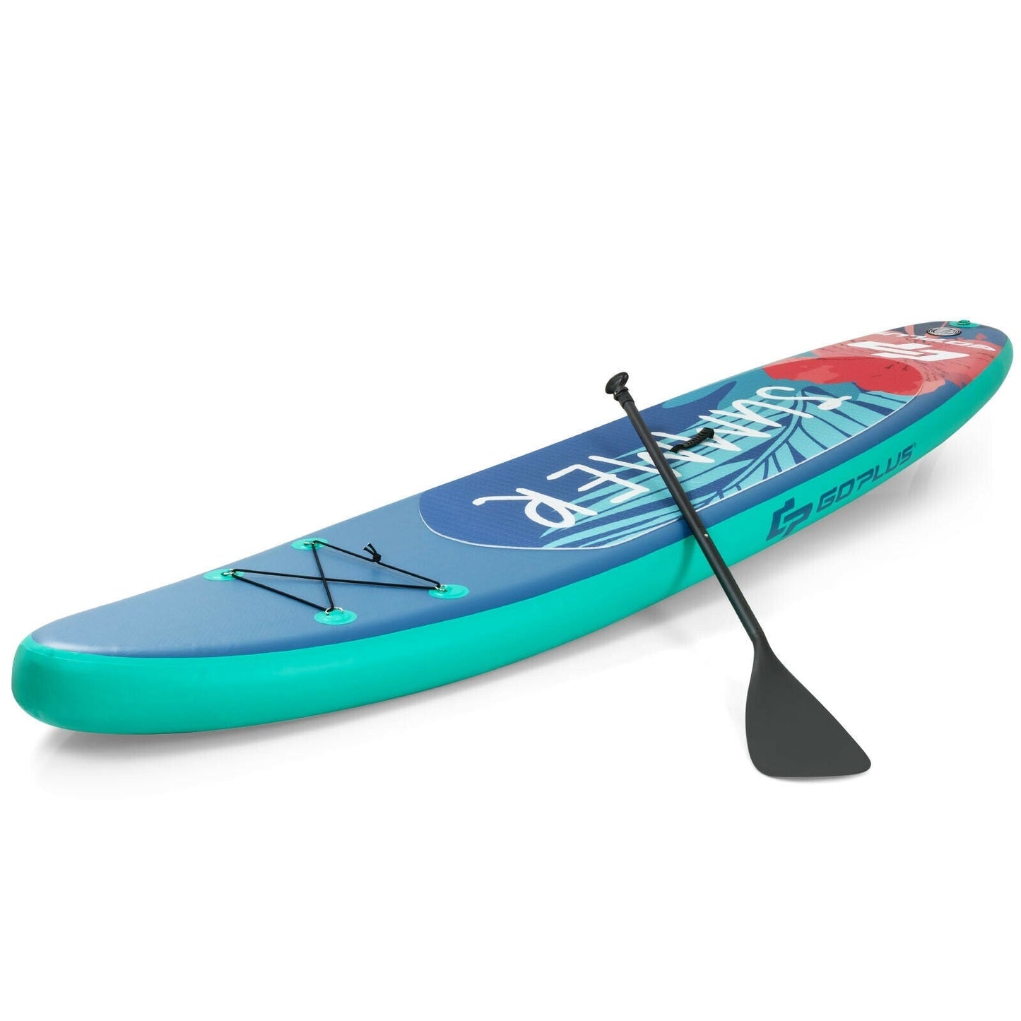 GemGear 10 ft inflatable paddle board with aluminum paddle turquoise hull blue deck on Tampa Home & Garden Store