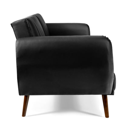 Sofá Cama Convertible de 3 Plazas con Respaldo Ajustable para Sala de Estar - Negro