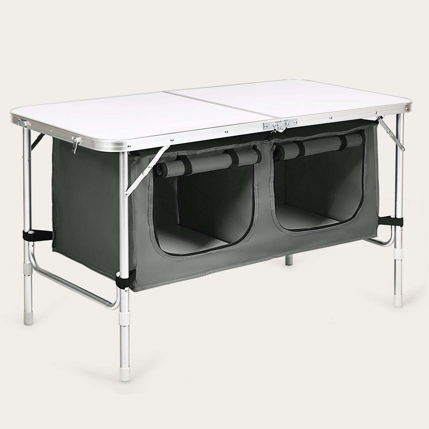 Mesa de camping plegable de altura regulable - Gris
