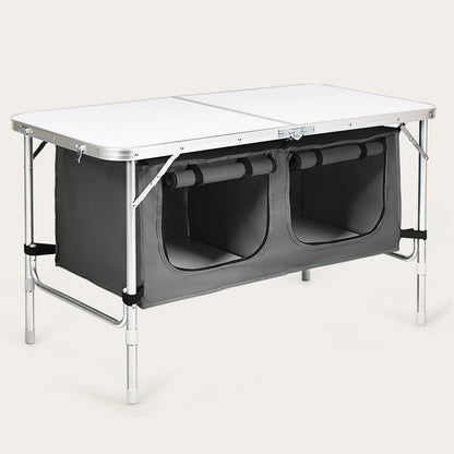 Mesa de camping plegable de altura regulable - Gris
