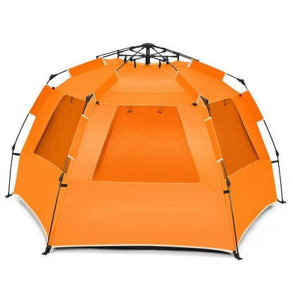 GemGear 3-4 Person Easy Pop Up Beach Tent UPF 50+ Portable Sun Shelter in bright orange on Tampa Home & Garden Store