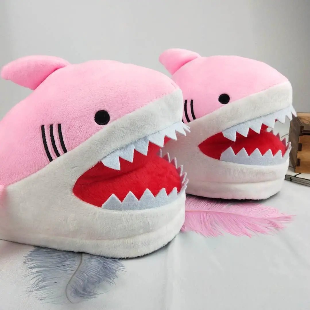 Warm Shark Womens Plush Slippers For Home Comfort