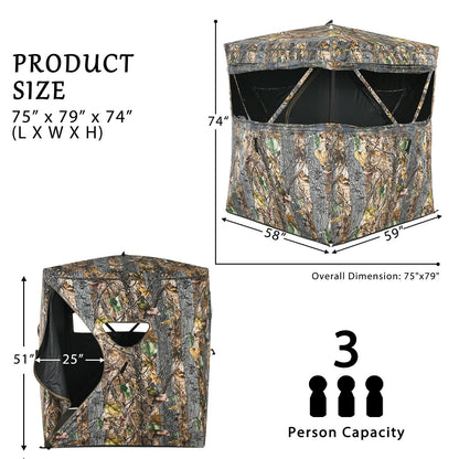 GemGear 3 Person Portable Surround View Tent camouflage hunting blind with slide mesh window on Tampa Home & Garden Store