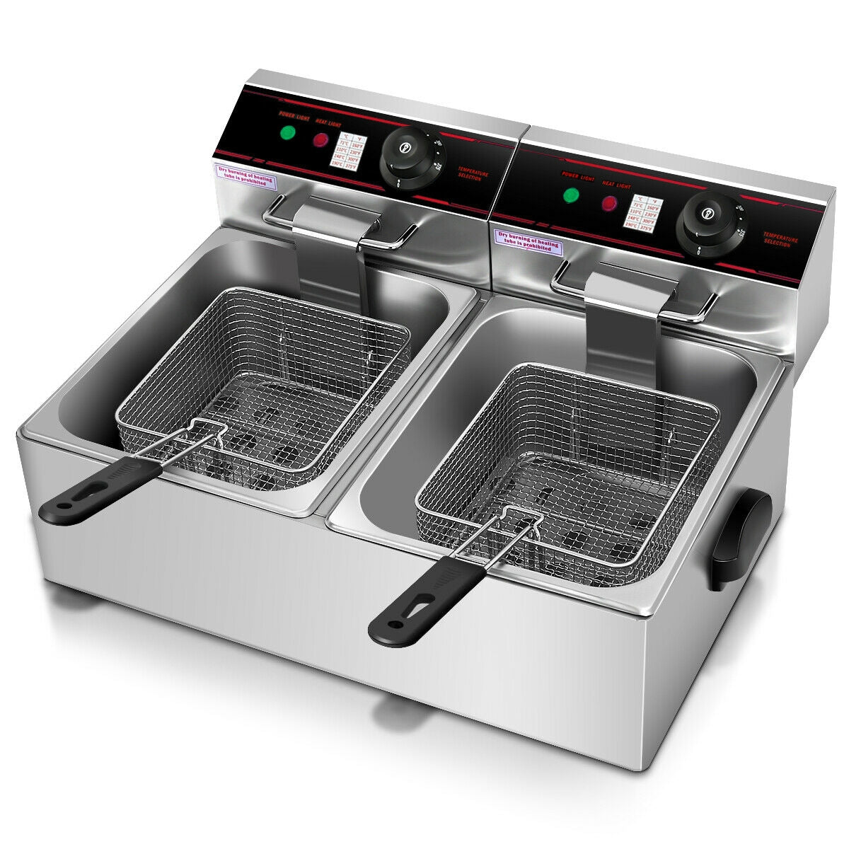 Freidora eléctrica de encimera con doble tanque de 3400 W
