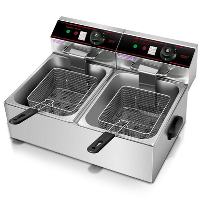 Freidora eléctrica de encimera con doble tanque de 3400 W