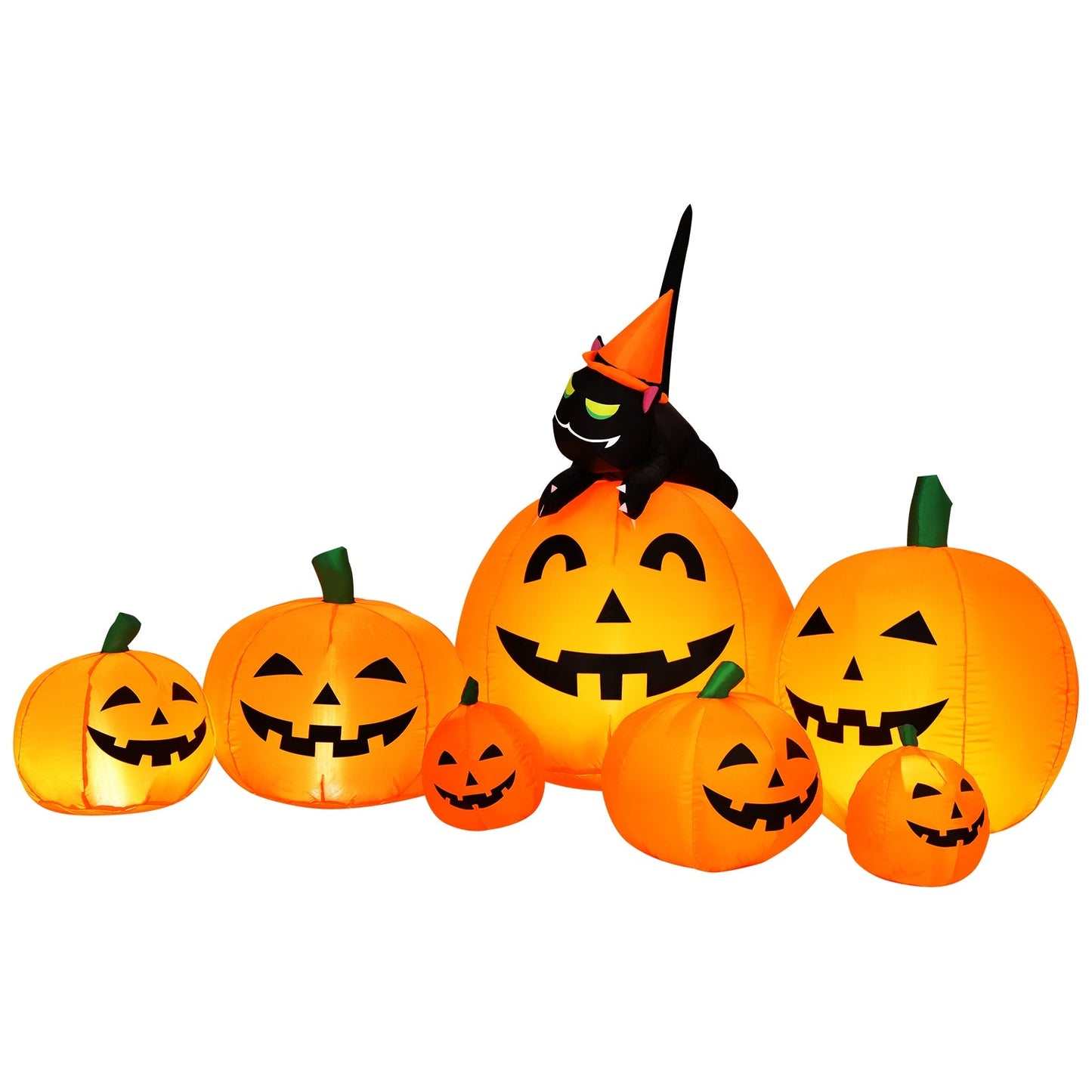 Halloween 7.5 ft inflatable pumpkin combo with witch black cat and jack-o'-lanterns DirectDeals on Tampa Home & Garden Store