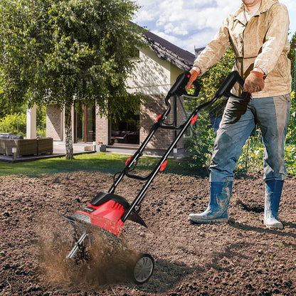 Cultivador y escarificador eléctrico con cable de 10 amperios y 14 pulgadas de profundidad de labranza de 9 pulgadas
