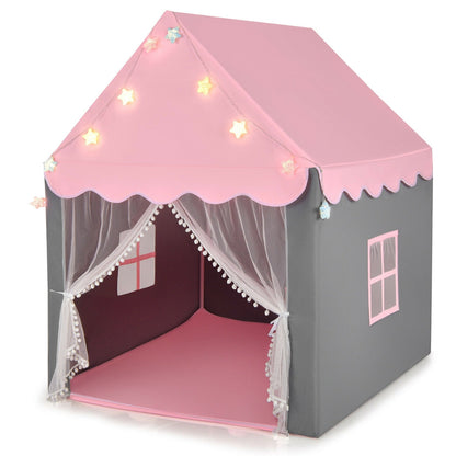 GemGear kids playhouse tent with pink roof grey walls star lights and sheer curtains on Tampa Home & Garden Store