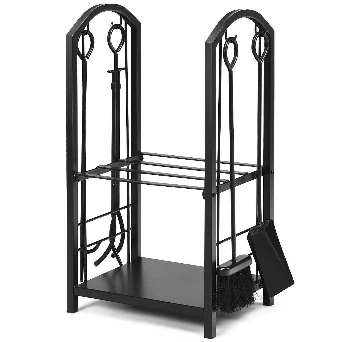 Fireplace Log Rack With Tools Set For Fireside