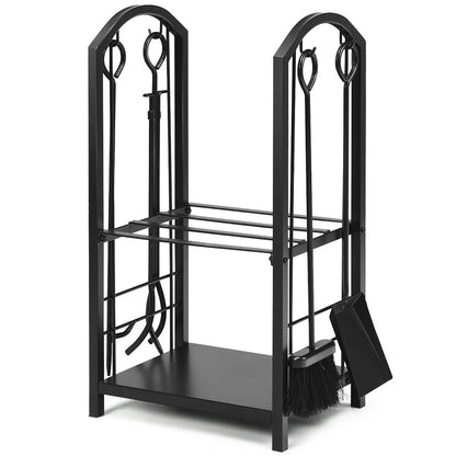 Fireplace Log Rack With Tools Set For Fireside