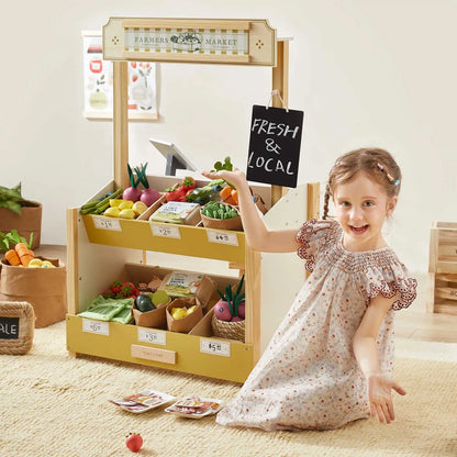 Tiny Land Kid's Grocery Store Playset wooden market stand with fresh produce on Tampa Home & Garden Store