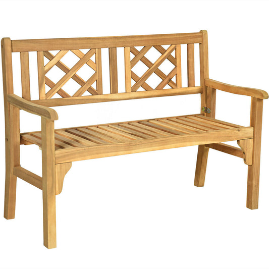 Patio Foldable Bench with Curved Backrest and Armrest - Tampa Home & Garden Store