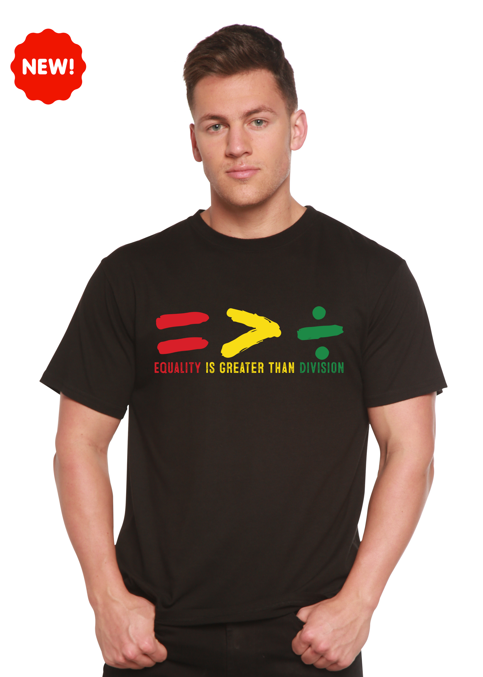 Black History Month bamboo/cotton graphic T-shirt rainbow equality Spun Bamboo mens printed top on Tampa Home & Garden Store