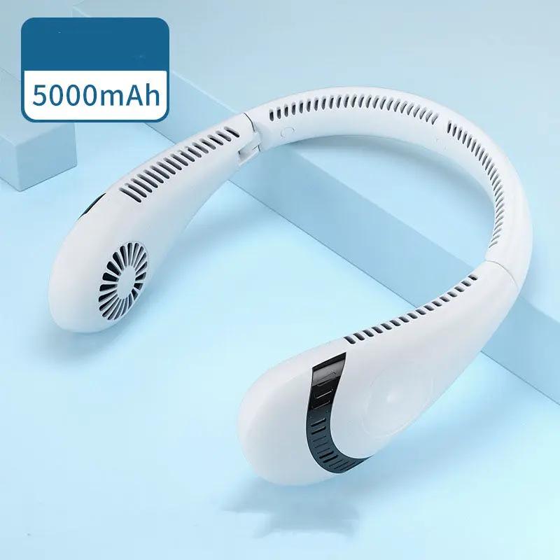 Portable Hanging Neck Fan USB LED Display 5 Gear