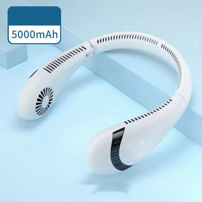 Portable Hanging Neck Fan USB LED Display 5 Gear