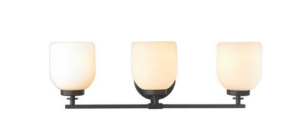 World Imports WI61032 Kelly 3-Light Bath Bar black finish frosted glass shades on Tampa Home & Garden Store