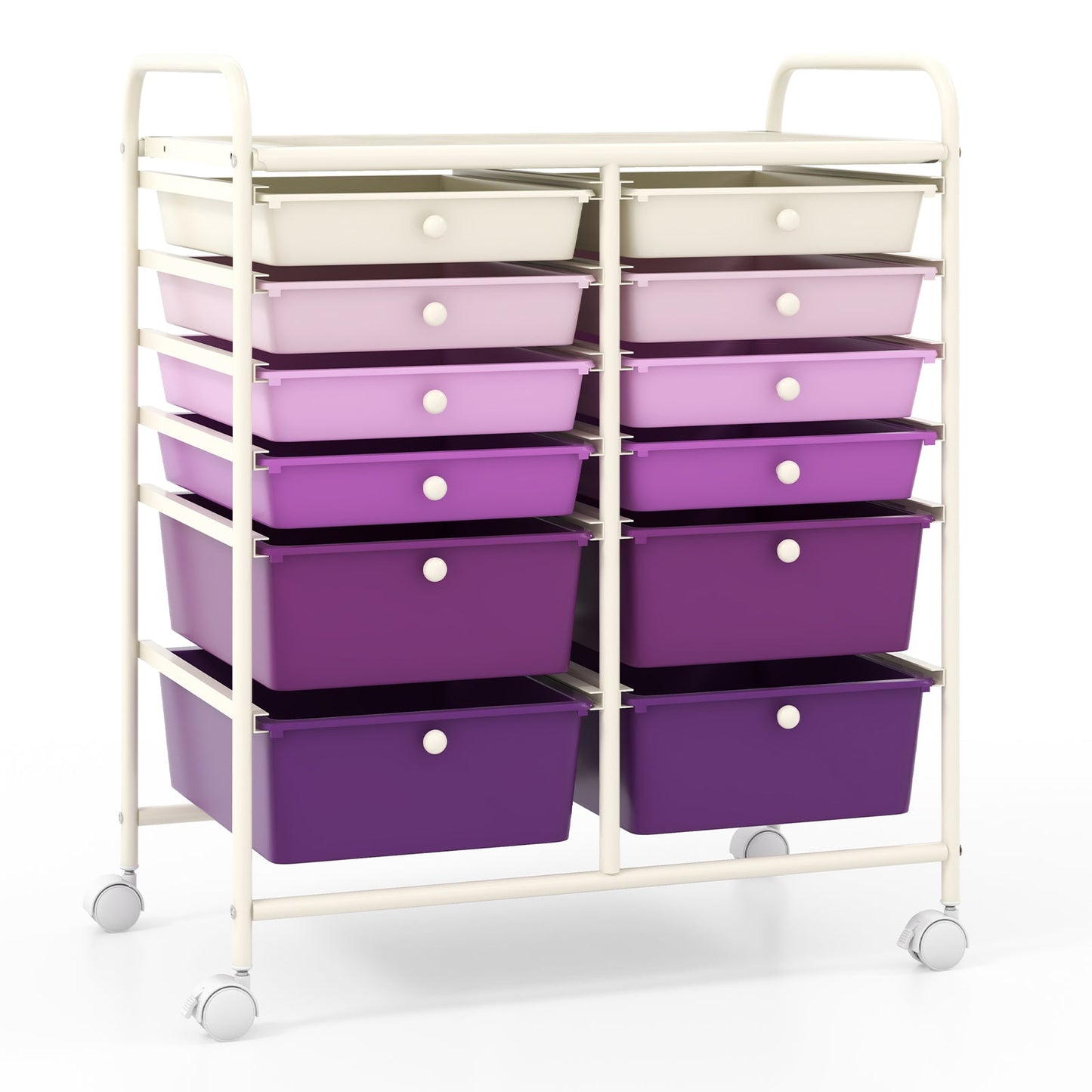 Carrito rodante de 12 cajones para almacenamiento, organizador de papel para álbum de recortes, contenedores - Negro
