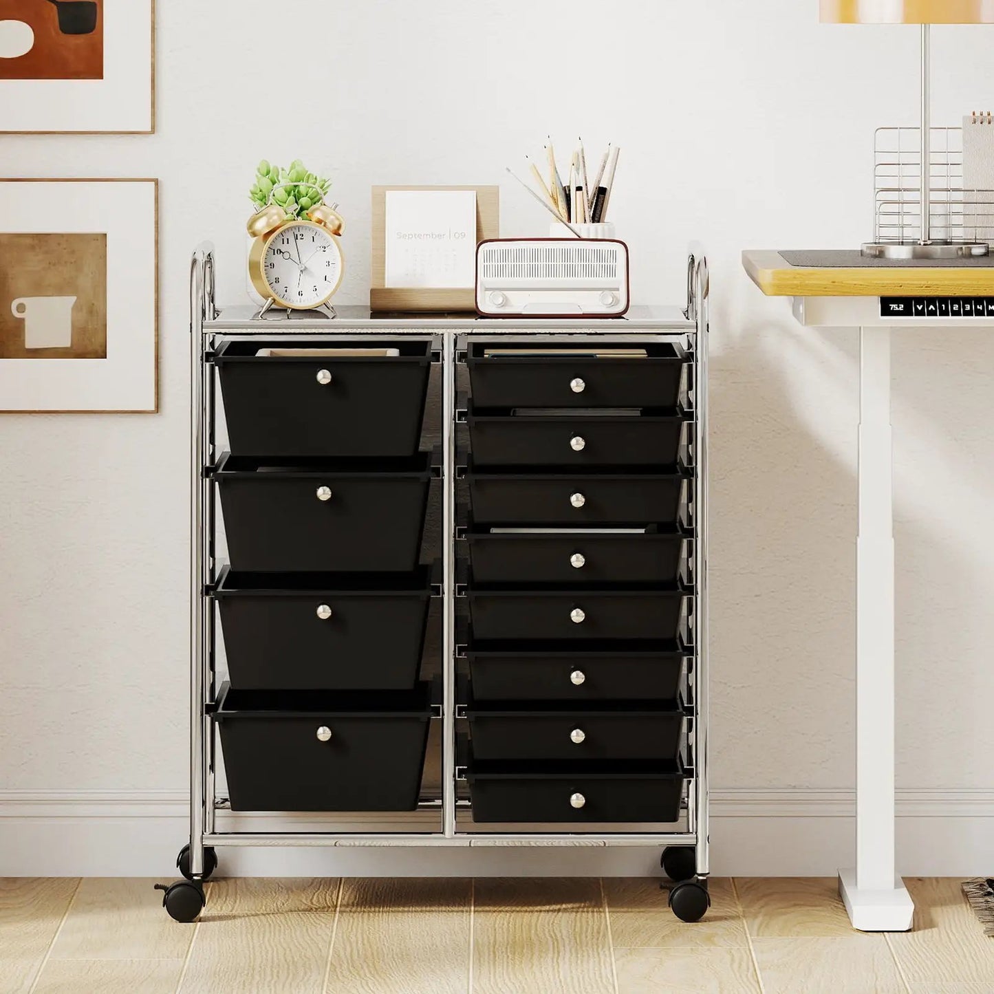12-Drawer Rolling Cart with Multi-Use Storage