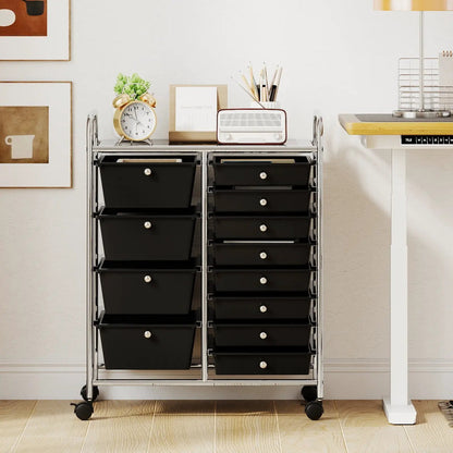 12-Drawer Rolling Cart with Multi-Use Storage