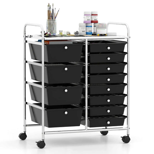 12-Drawer Rolling Cart with Multi-Use Storage