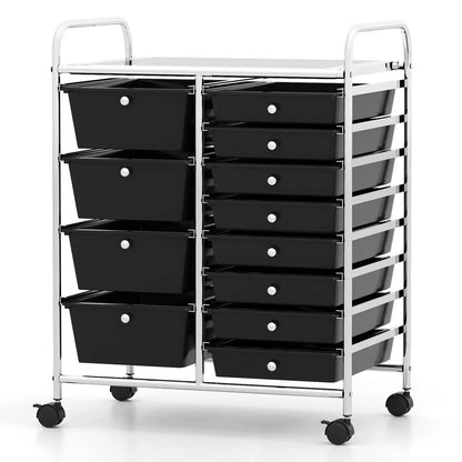 12-Drawer Rolling Cart with Multi-Use Storage