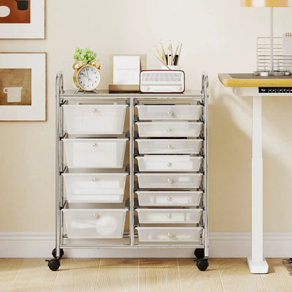 12-Drawer Rolling Cart with Multi-Use Storage