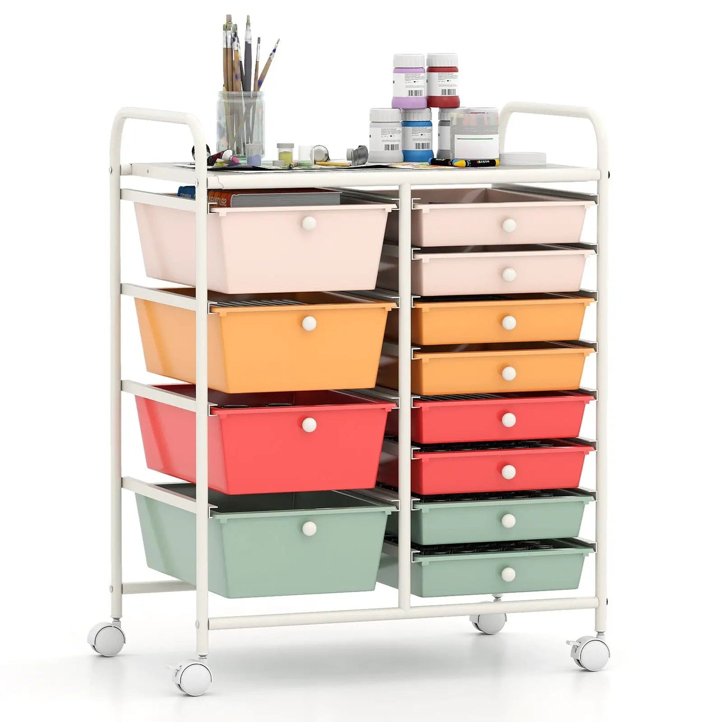 12-Drawer Rolling Cart with Multi-Use Storage