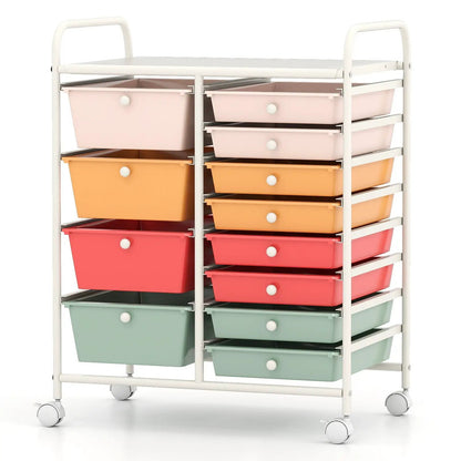 12-Drawer Rolling Cart with Multi-Use Storage