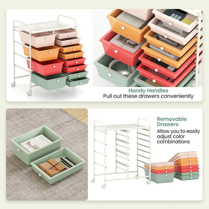 12-Drawer Rolling Cart with Multi-Use Storage