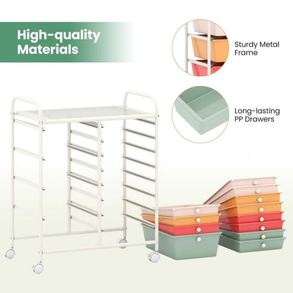 12-Drawer Rolling Cart with Multi-Use Storage