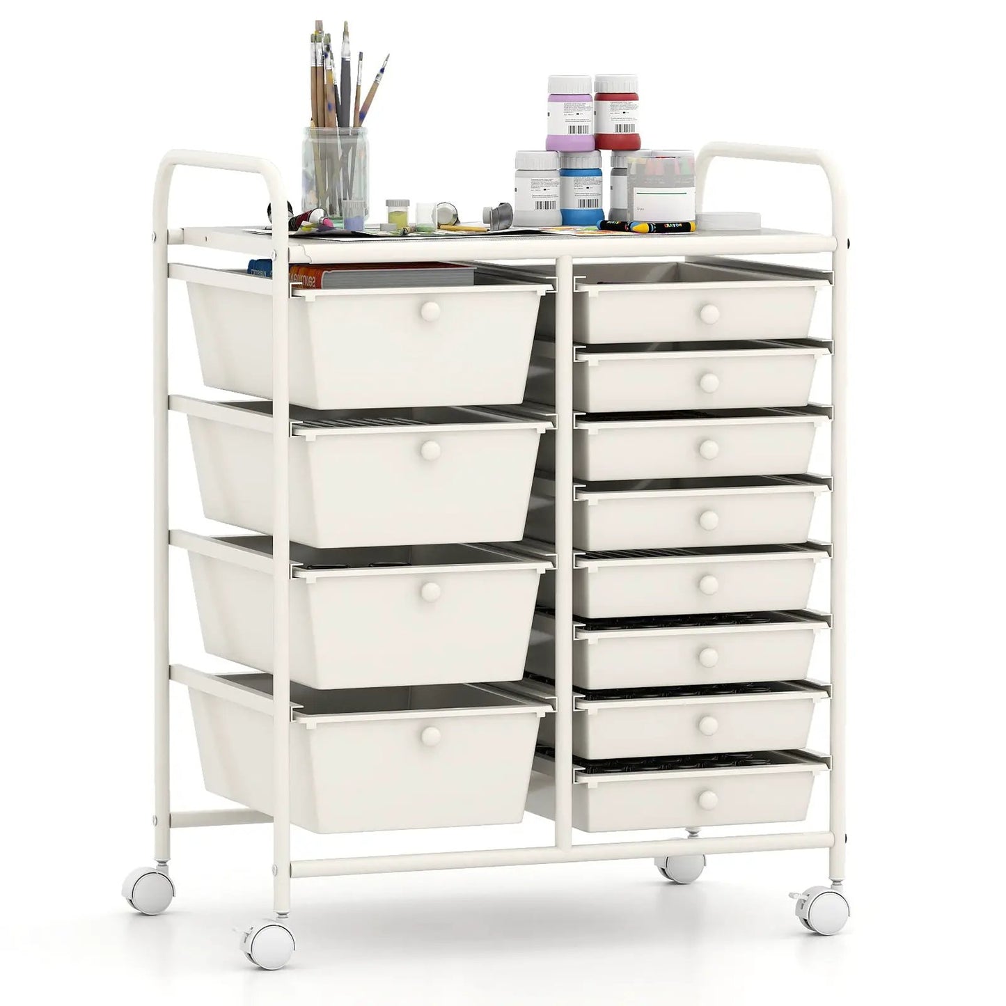 12-Drawer Rolling Cart with Multi-Use Storage