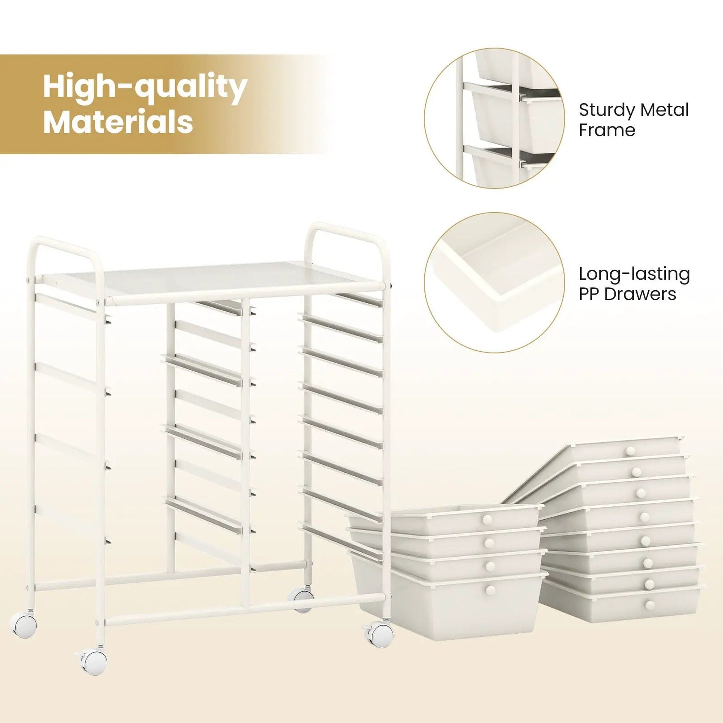 12-Drawer Rolling Cart with Multi-Use Storage