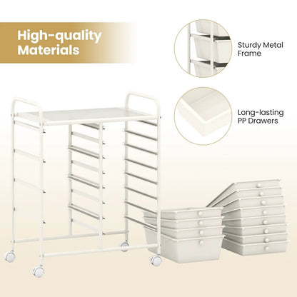 12-Drawer Rolling Cart with Multi-Use Storage