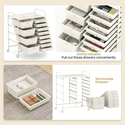 12-Drawer Rolling Cart with Multi-Use Storage