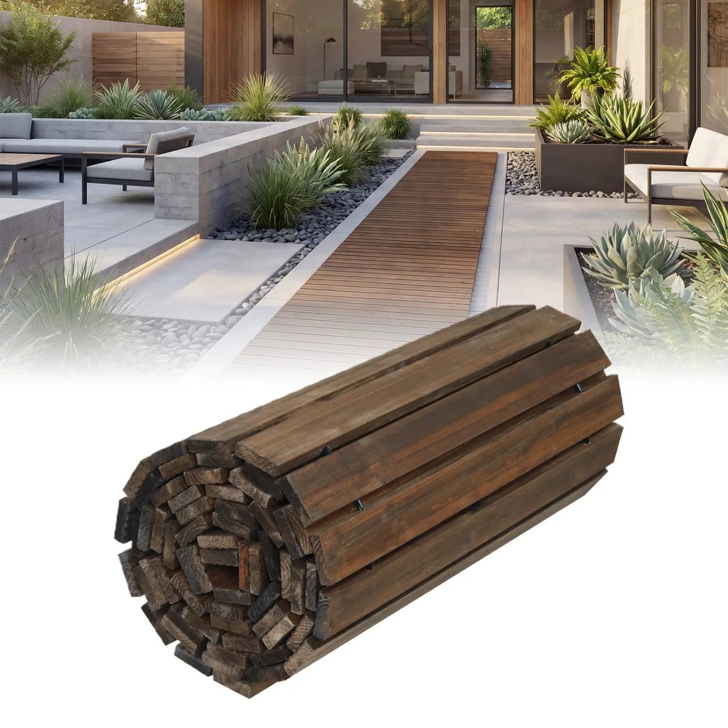 12 Ft Wooden Garden Pathway, 22 In Wide Walkway