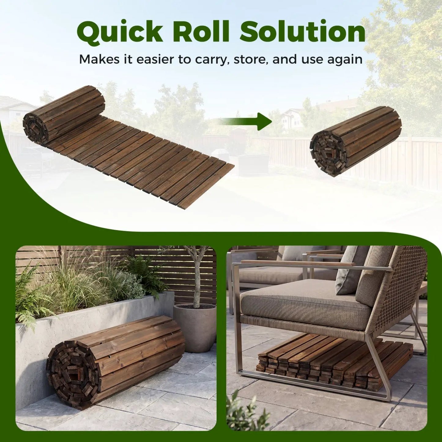 12 Ft Wooden Garden Pathway, 22 In Wide Walkway