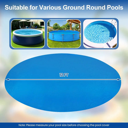 Round Solar Pool Cover 12-Foot 12 Mil Blue