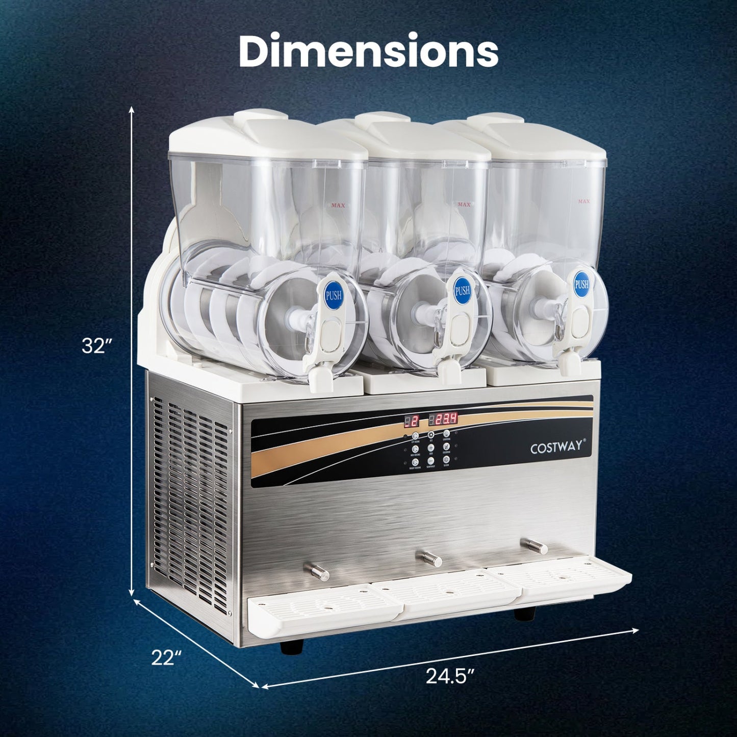 DirectDeals Costway triple-tank 12 gal slushy dispenser with clear hoppers and push spouts on Tampa Home & Garden Store