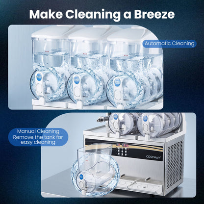 DirectDeals Slushy Dispenser 12 Gal triple-tank beverage with 3 clear tanks and blue taps on Tampa Home & Garden Store