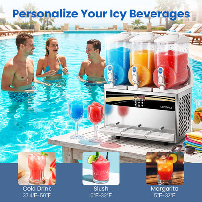DirectDeals Commercial Slushy Dispenser 12 Gal triple-tank stainless steel beverage dispenser on Tampa Home & Garden Store